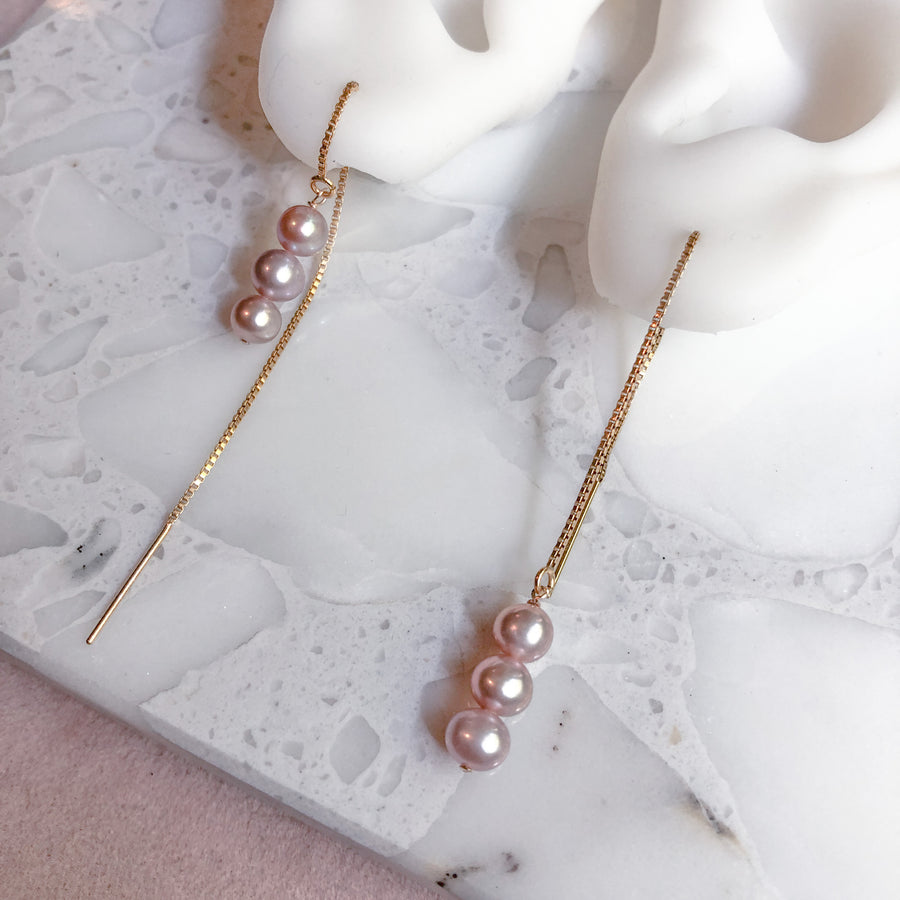 14KGF - ピアス or イヤリング - 3pearl pink